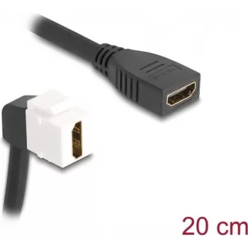 Cable de módulo Keystone DeLOCK HDMI conector hembra a conector hembra 90° acodado 8K 60 Hz 20 cm negro