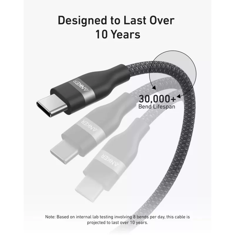 Cable USB-C a USB-C Anker A82E2 — 0,9 m, USB C a USB C, negro