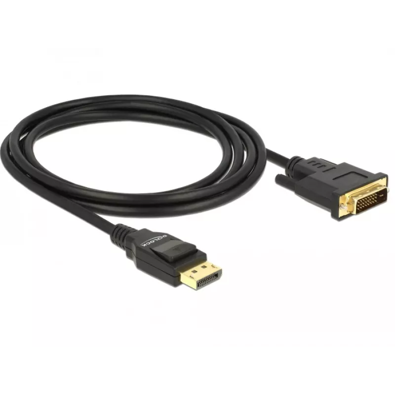 DeLOCK - Cable de vídeo - Single Link - DisplayPort (M) a DVI-D (M) - DisplayPort 1,2a - 2,0m - pasivo - negro (85313)