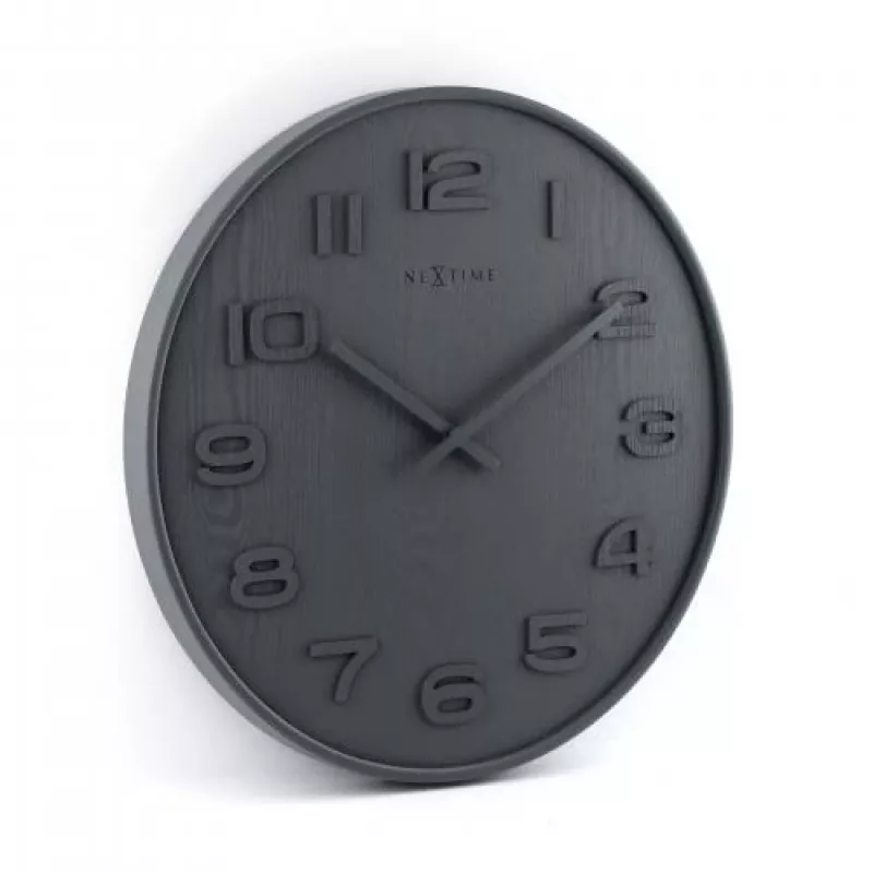 NeXtime 3096GS - Reloj de pared - Reloj de cuarzo - Redondo - Gris - Madera - Adultos