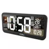 Reloj de pared digital grande GreenBlue GB214 con sensor de temperatura y fecha, LCD 37x17 cm, de pared o independiente, alimentación por adaptador y pilas