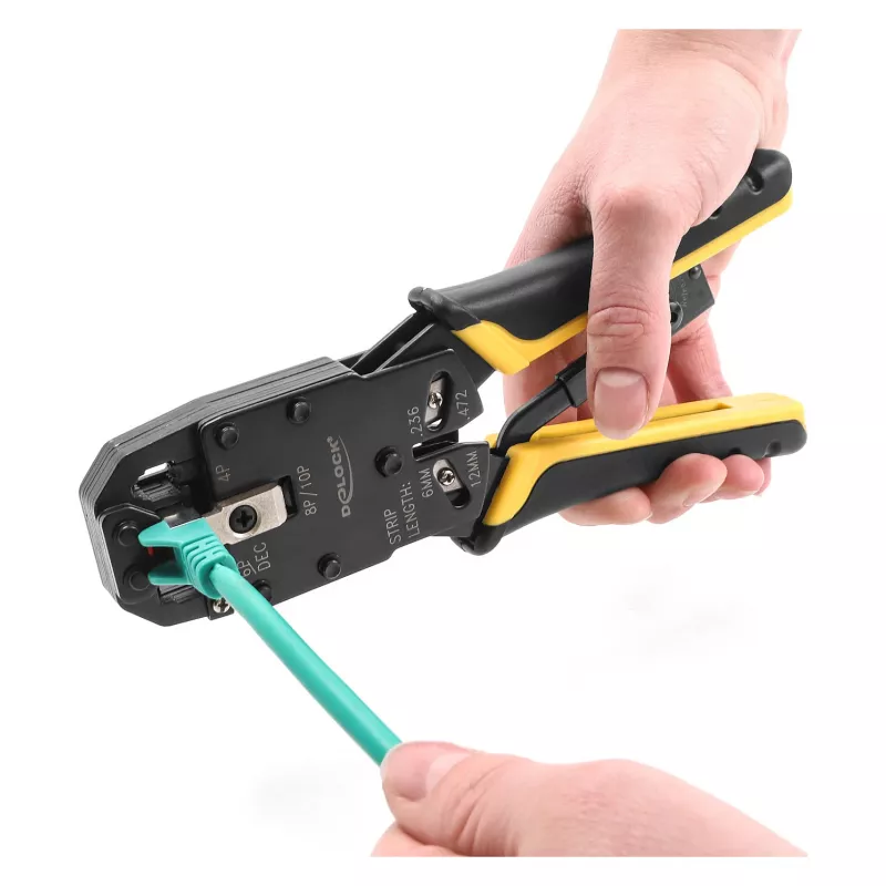 DeLOCK crimpadora universal con pelacables para conectores modulares 10P 8P 6P 4P