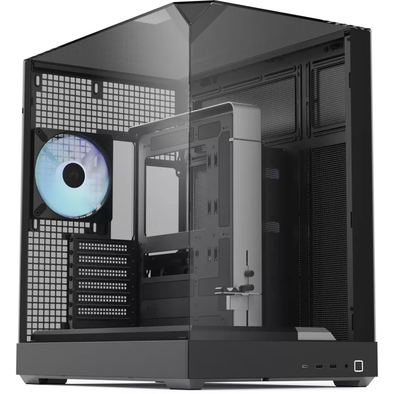 Caja de torre APNX V2 con tres paneles de cristal templado, negra