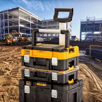 Maletín de almacenamiento de herramientas DeWalt DWST83344-1, impermeable, amarillo, 440×183×332 mm, 2 asas, con cierre