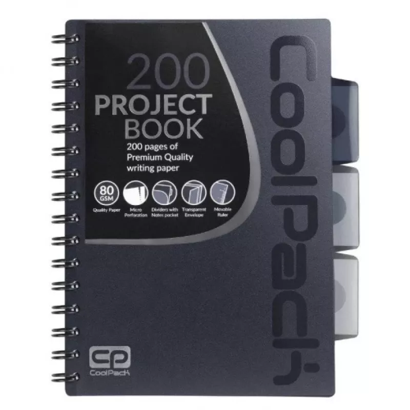 Cuaderno de espiral A5 Coolpack gris