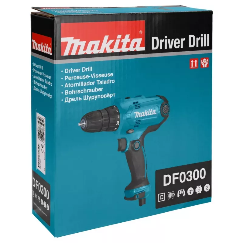 Makita DF0300 Taladro 1500 rpm sin llave 1,2 kg negro, azul