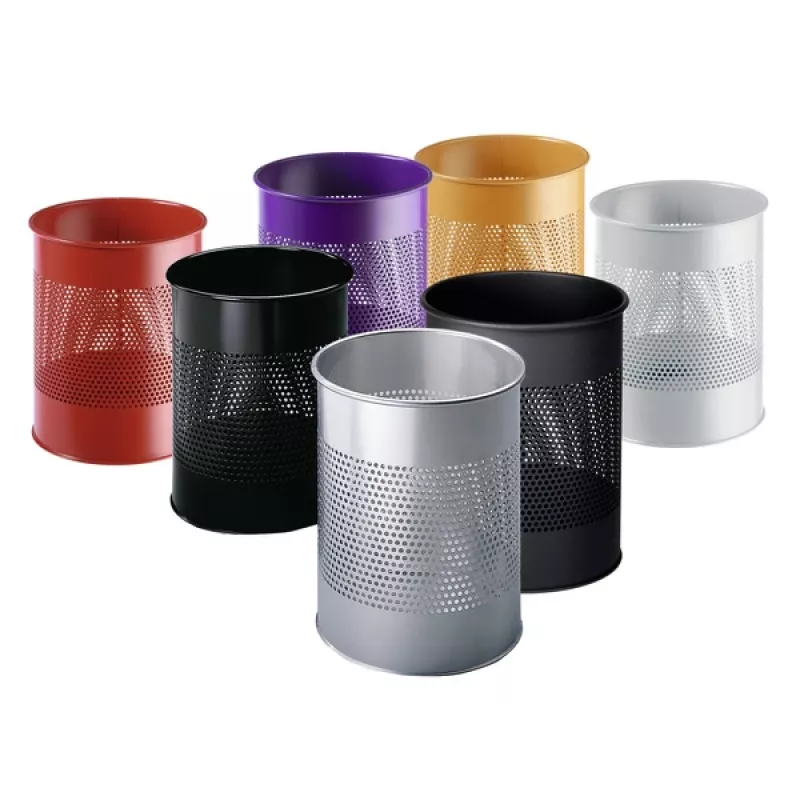 Papelera resistente - Redonda - 15 L - Acero