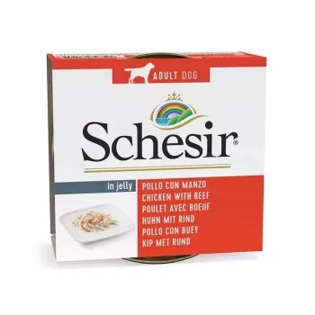 SCHESIR en gelatina pollo con ternera - Comida húmeda para perros - 150 g