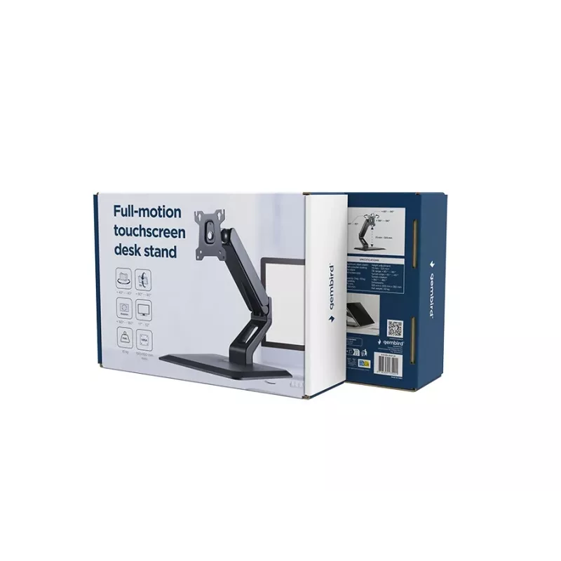 Soporte de sobremesa para pantalla táctil totalmente articulado GEMBIRD MS-D1ST-01 para pantallas de 17–32 pulgadas, negro, VESA 75x75–100x100, carga máxima 10 kg