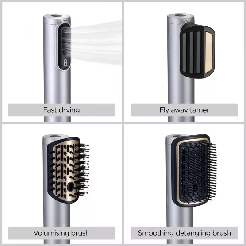 Set de estilismo BABYLISS AS6555E — tecnología Airflow, 4 niveles de calor, cable de 2,5 m, plateado/oro