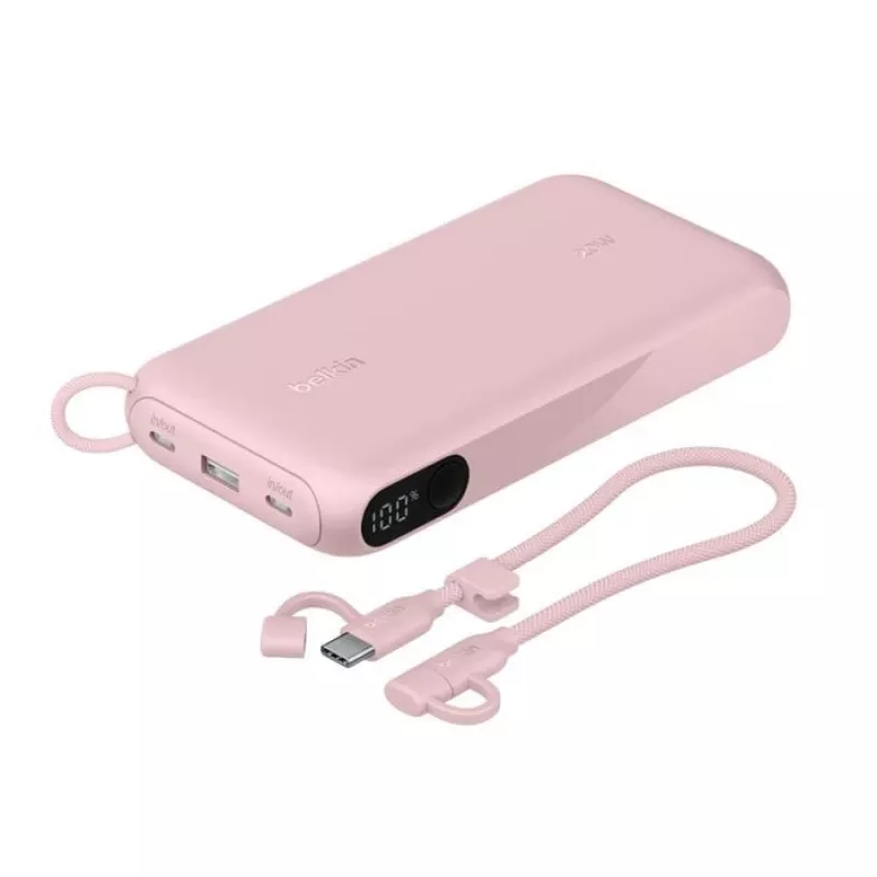 Batería externa Belkin BPB028HQPK 20000 mAh – 2× USB-C, 1× USB-A, rosa