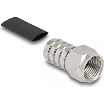 Conector macho F de crimpado para cable coaxial RG-59 DELOCK 91778 con tubo termorretráctil
