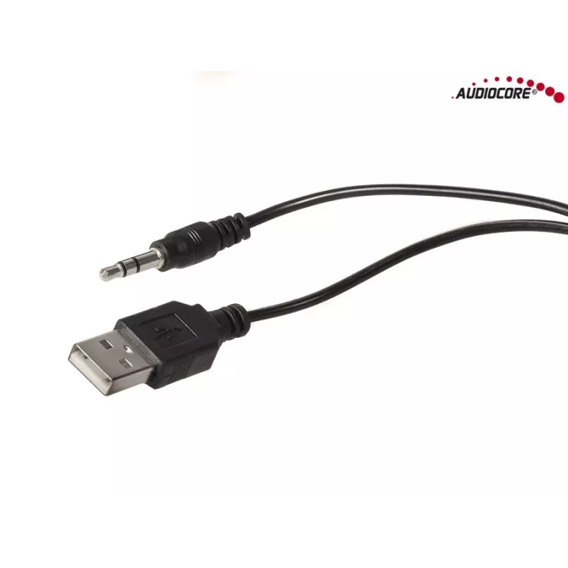 Altavoz de PC de 2 vías Audiocore AC870 B — 3 W RMS, alimentación por USB con cable, entrada de 3,5 mm, 2.0 canales