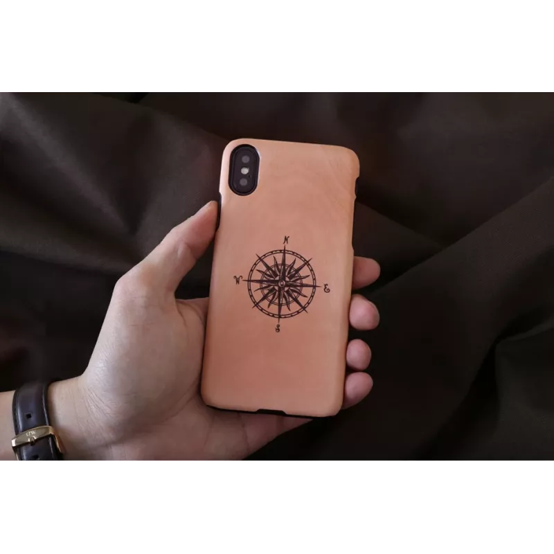 Funda para smartphone man and wood para iPhone X/XS, negra, funda protectora con detalle de brújula