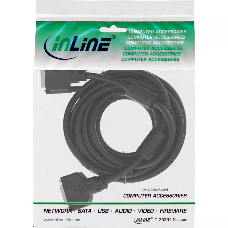 InLine Cable DVI-D 24+1 M/H, Dual Link, 2 núcleos de ferrita, 3 m