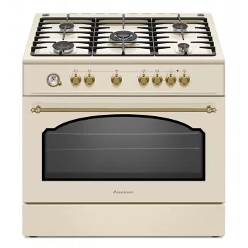 Ravanson Retro KWGE–90ARC cocina de gas y eléctrica (crema)
