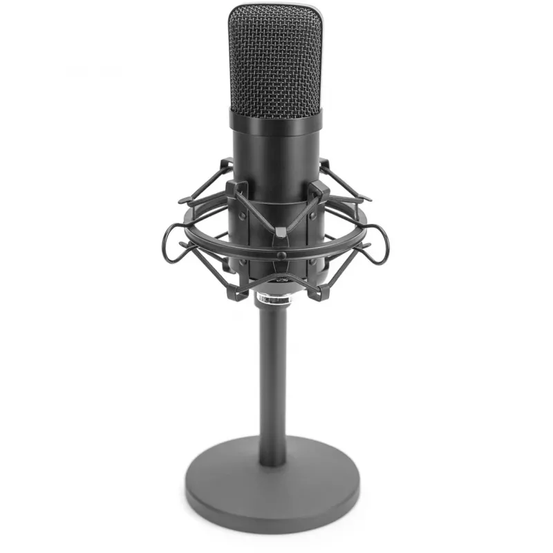 Micrófono de condensador USB, estudio negro