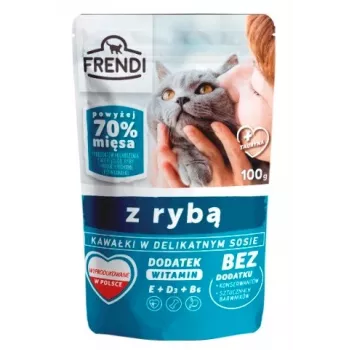 FRENDI trozos en salsa con pescado – comida húmeda para gatos – 100 g