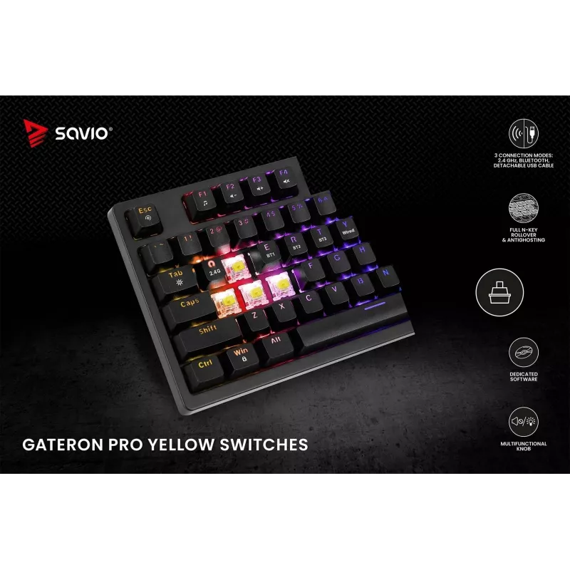 Savio Phenix SAVGK-RED Teclado gaming USB RF Wireless Bluetooth QWERTY