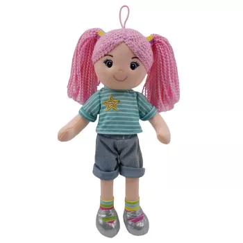 Muñeca de tela suave TULILO Kaja, 35 cm, cuerpo de tela, rasgos faciales bordados