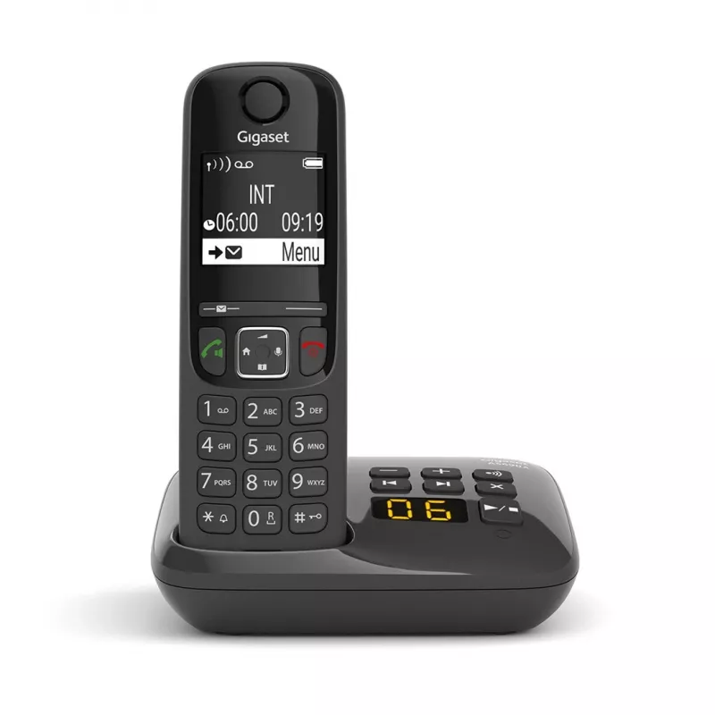 Teléfono analógico/DECT Gigaset AS690A identificador de llamadas negro