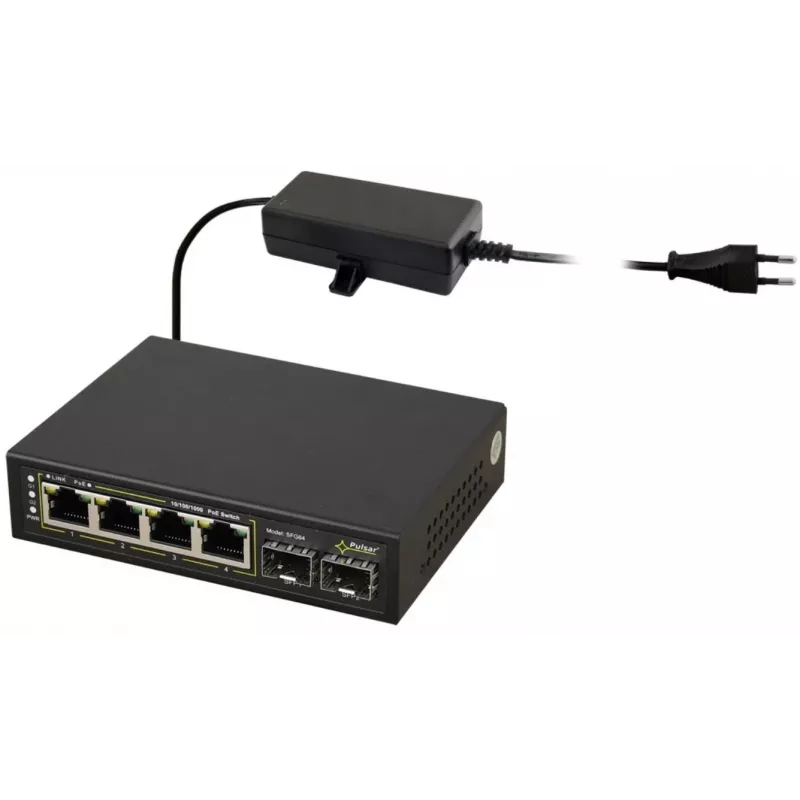Switch PoE PULSAR SFG64 4 puertos con 2 uplinks SFP