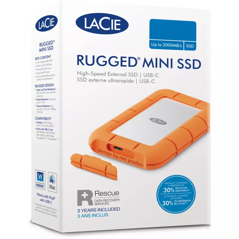 Rugged Mini 5 TB, disco duro externo (plateado/naranja, Micro-USB-B 3.2 Gen 1 (5 Gbit/s))