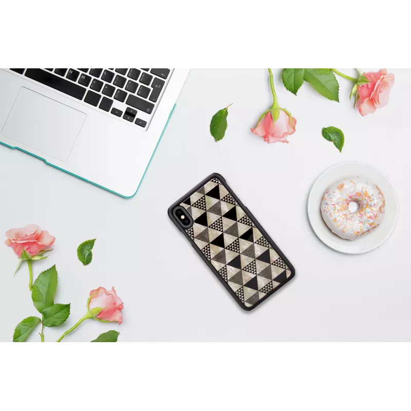 Funda para smartphone iKins para iPhone XS Max – diseño piramidal negro, carcasa rígida protectora