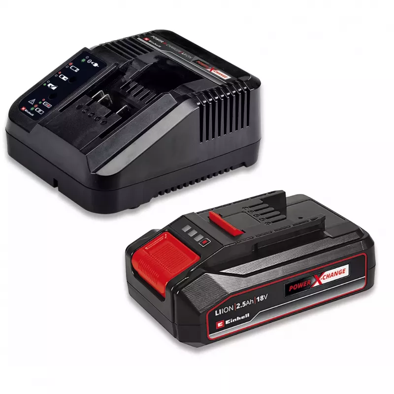 Einhell TE-CD 18/2 Li-i +22 taladro atornillador de percusión a batería 18 V, 1250 rpm, con batería de 2,5 Ah, cargador y maletín, rojo/negro