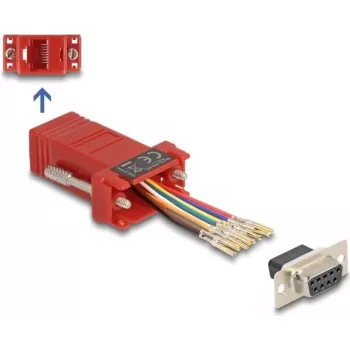 DeLOCK D-Sub de 9 polos conector hembra a RJ45 conector hembra kit de montaje rojo VGA RJ-45