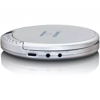 Lenco CD-201SI Reproductor de CD portátil con función de audiolibro y carga, plateado
