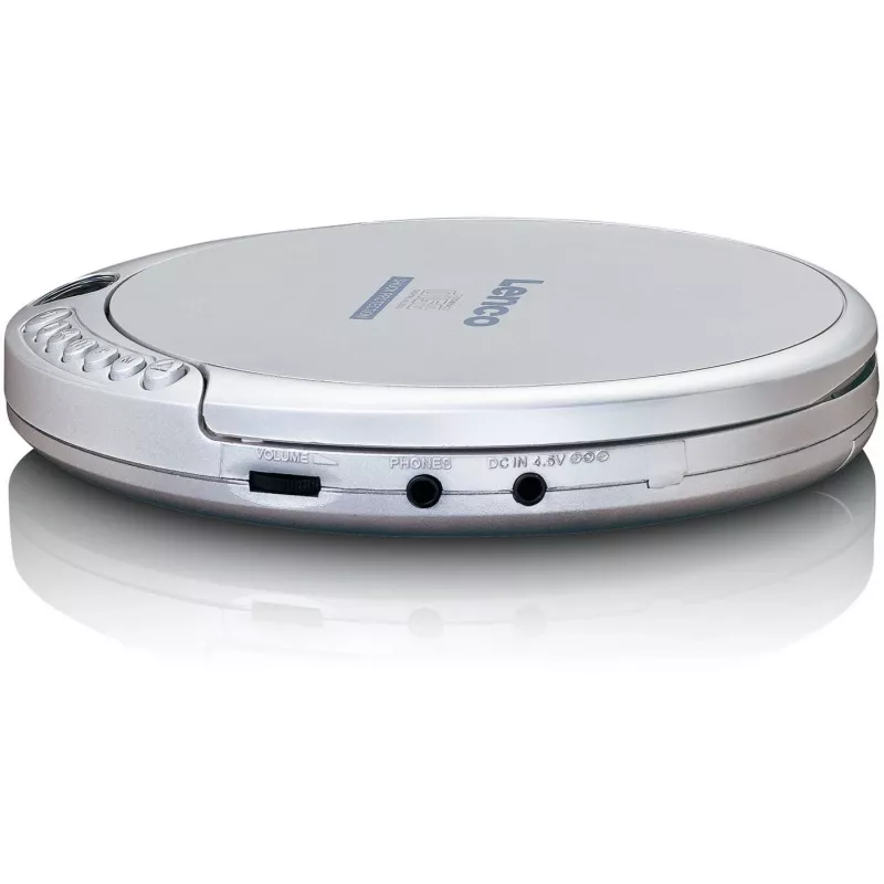 Lenco CD-201SI Reproductor de CD portátil con función de audiolibro y carga, plateado