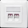 Logilink - Toma keystone - con ventana de etiquetado - LC dúplex - en ángulo - simple - 2 tomas de red - 2 módulos - blanco, RAL 9010 (NK402