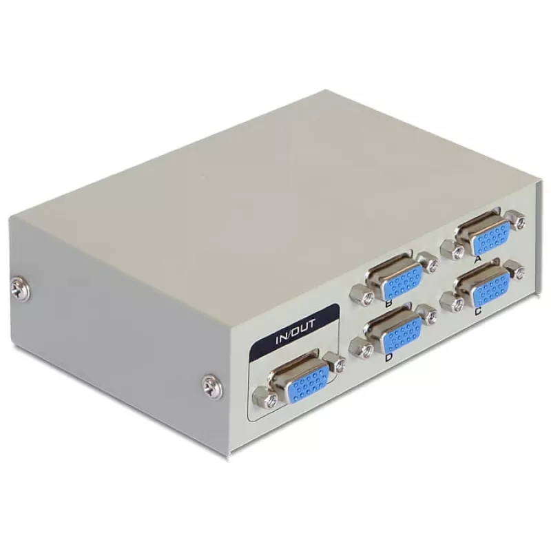 Conmutador DeLock VGA 4 puertos manual bidireccional - Conmutador de pantalla - 4 x VGA - sobremesa (87635)