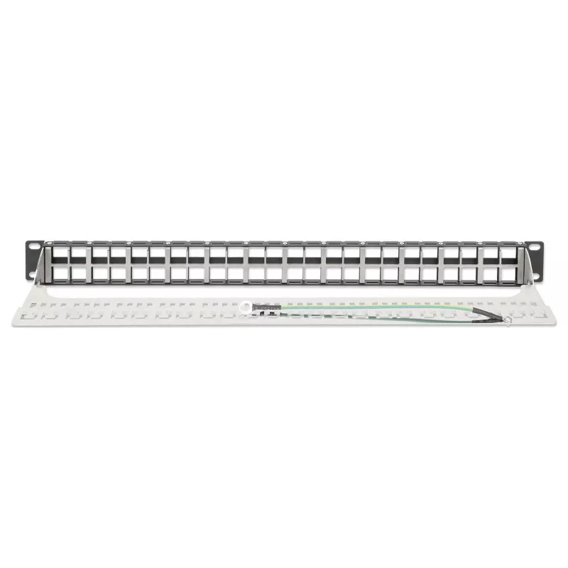 Intellinet 721028 panel de conexiones Keystone vacío, 48 puertos, 1U, apantallado, 19 pulgadas