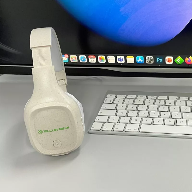 Auriculares Tellur verdes Bluetooth over-ear Pulse plegables Cream TLL511441