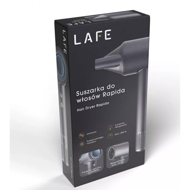 Lafe Rapida 47461 BLDC secador de pelo, 1600 W, 110.000 rpm, ionización, gris