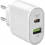 SBS - Fuente de alimentación - 20 W - 3 A - carga rápida, PD - 2 puertos de salida (USB, USB-C de 24 pines) - blanco - Europa (TETRPD20W)