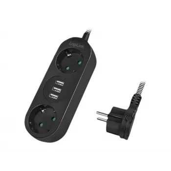 Alargador de corriente LogiLink LPS262U 1,5 m 2 tomas AC interior negro