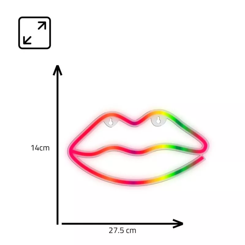 Luces de neón MANTA SNL61RGB LIPS RGB letrero decorativo con cambio de color, modelo SNL61RGB