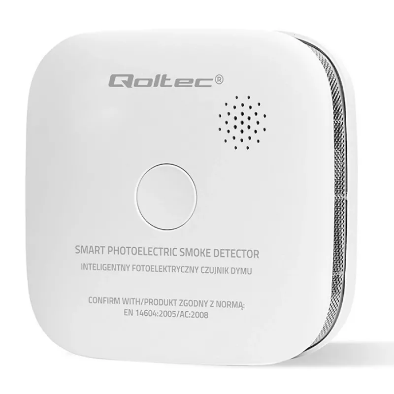 Detector de humo inalámbrico QOLTEC modelo 52653 con alarma por batería de 85 dB