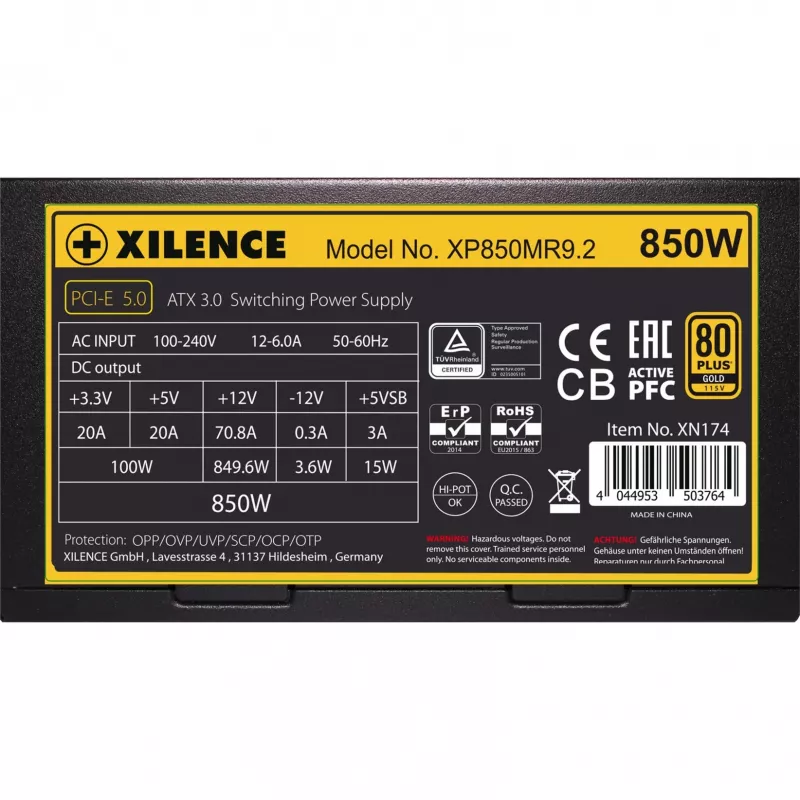Fuente de alimentación XILENCE 750W, 80 PLUS GOLD, PFC activo, XN173