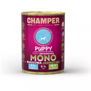 CHAMPER Puppy monoproteico cordero – alimento húmedo para perros – 400g