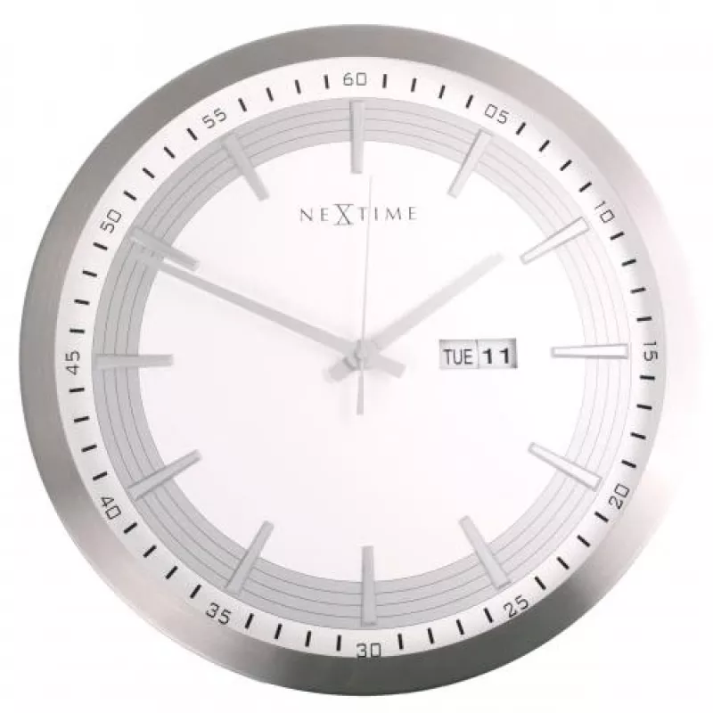 NeXtime Reloj de pared 3009 Captain, Ø44 cm, blanco