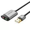 Vention tarjeta de sonido externa USB 0,15M gris metal tipo