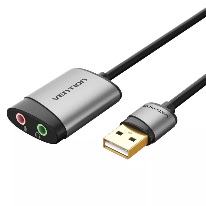 Vention tarjeta de sonido externa USB 0,15M gris metal tipo