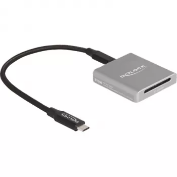 Lector de tarjetas DeLOCK 91006 gris SD USB Type-C 10000 Mbit/s