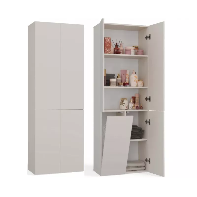 Armario de baño Nel DD 1K cesta color crema puertas largas