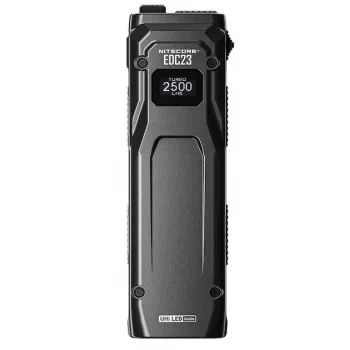 Linterna de mano Nitecore EDC23 — compacta recargable por USB negra, protección IP54 contra agua/polvo, dos LED, batería integrada, 0,101 kg