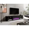 Mueble TV Cama Meble POLO 180x33x39 cm con chimenea eléctrica 1400–1600 W, negro, 2 baldas, laminado